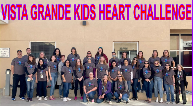 A photo of VGE Staff in their Kids Heart Challenge T-shirts