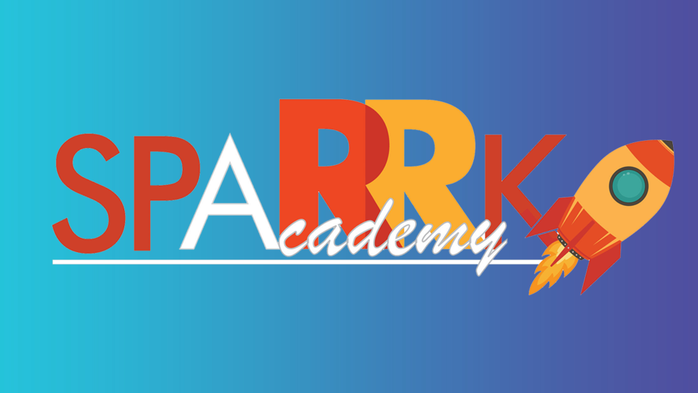 SpaRRk Academy logo on a blue background