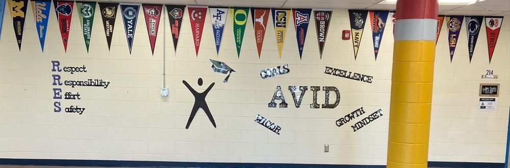 Wall at a school promoting AVID at Rio Rancho Elementary School