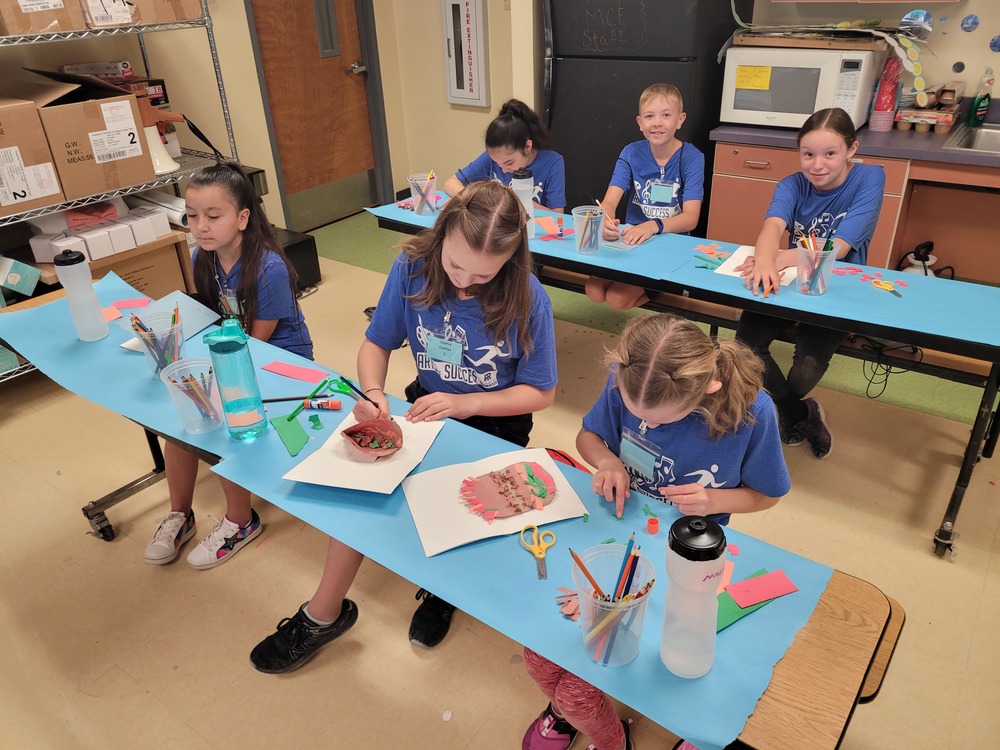 Elementary students painting 