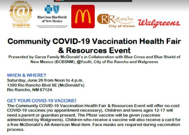 snapshot of the flyer for the COVID-19 Vaccination Health Fair