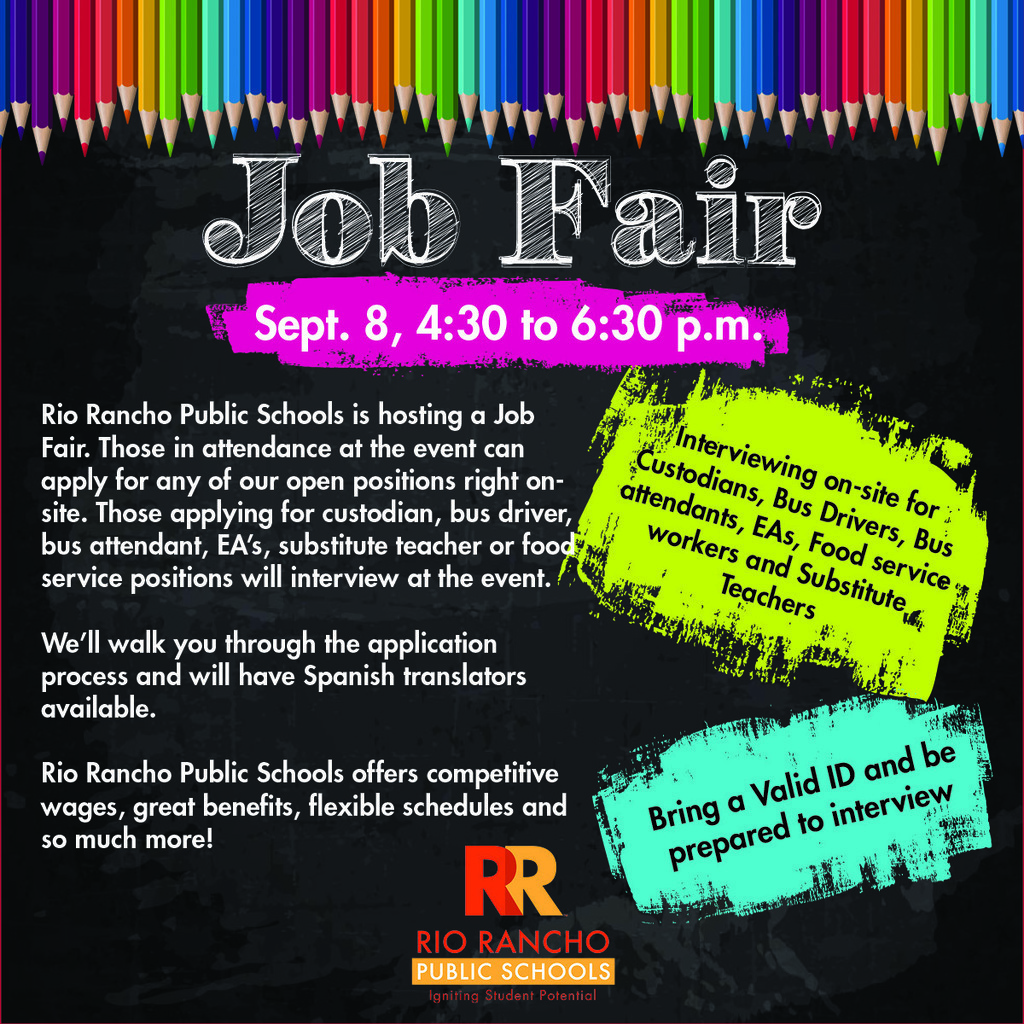 Job fair Sept. 8 from 4:30 to 6:30pm 
