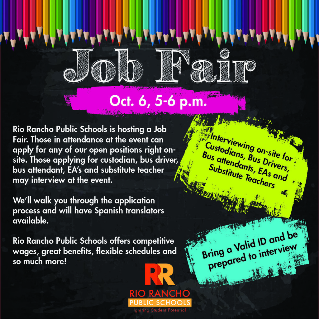 Job fair Oct. 6 from 5 to 6 pm 