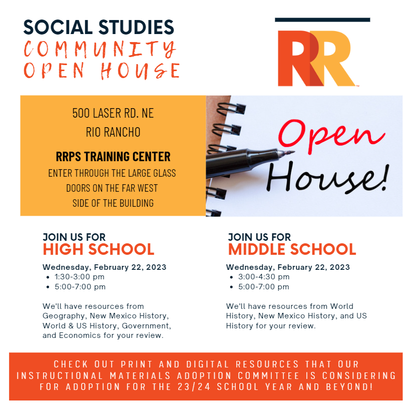 Social Studies Community Open House Flier